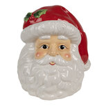 Clayre & Eef | Voorraadpot met deksel Kerstman Wit Rood 19x18x22 cm | 6CE1847 Clayre & Eef | Voorraadpot met deksel Kerstman Wit Rood 19x18x22 cm | 6CE1847