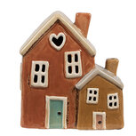Clayre & Eef | Theelichthouder Kerst Huisje Oranje Bruin 14x9x15 cm | 6CE1897 Clayre & Eef | Theelichthouder Kerst Huisje Oranje Bruin 14x9x15 cm | 6CE1897