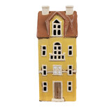 Clayre & Eef   | Theelichthouder Kerst Huisje Geel Bruin 11x9x25 cm | 6CE1913