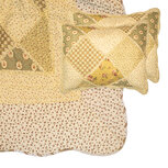 Clayre & Eef | Bedsprei Groen Beige 230x250 cm / 2x kussensloop 50x70 cm | Q200.061 Clayre & Eef | Bedsprei Groen Beige 230x250 cm / 2x kussensloop 50x70 cm | Q200.061