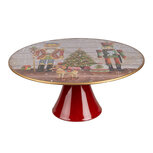 Clayre & Eef | Taartplateau op voet Rood Meerkleurig ø 33x14 cm | 65752 Clayre & Eef | Taartplateau op voet Rood Meerkleurig ø 33x14 cm | 65752