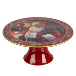 Clayre & Eef | Taartplateau op voet Rood Wit ø 22x10 cm | 65754M Clayre & Eef | Taartplateau op voet Rood Wit ø 22x10 cm | 65754M