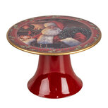 Clayre & Eef | Taartplateau op voet Rood Wit ø 16x10 cm | 65754S Clayre & Eef | Taartplateau op voet Rood Wit ø 16x10 cm | 65754S