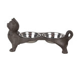 Clayre & Eef | Voerbak Kat Bruin 39x15x19 cm / 2x225 ml | 6Y5641 Clayre & Eef | Voerbak Kat Bruin 39x15x19 cm / 2x225 ml | 6Y5641