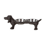 Clayre & Eef | Voerbak Hond Bruin 43x23x13 cm / 2x225 ml | 6Y5642 Clayre & Eef | Voerbak Hond Bruin 43x23x13 cm / 2x225 ml | 6Y5642