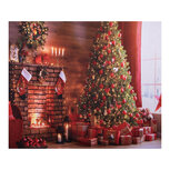 Clayre & Eef | Wandkleed kerstboom Bruin rood 180x1x210 cm | 6WK0037 Clayre & Eef | Wandkleed kerstboom Bruin rood 180x1x210 cm | 6WK0037