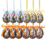 Clayre & Eef | Decoratie Hanger Ei (set 12) Meerkleurig ø 4x5 cm | 65901 Clayre & Eef | Decoratie Hanger Ei (set 12) Meerkleurig ø 4x5 cm | 65901