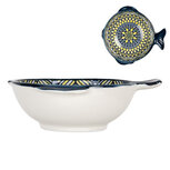 Clayre & Eef | Soepkom Wit Blauw Geel 15x14x5 cm / 200 ml | 6CEBO0075 Clayre & Eef | Soepkom Wit Blauw Geel 15x14x5 cm / 200 ml | 6CEBO0075