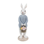 Clayre & Eef | Decoratie beeld Konijn Wit Blauw 9x8x24 cm | 6PR4412 Clayre & Eef | Decoratie beeld Konijn Wit Blauw 9x8x24 cm | 6PR4412