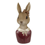 Clayre & Eef | Decoratie Beeld Konijn Beige Rood 7x7x17 cm | 6PR4415 Clayre & Eef | Decoratie Beeld Konijn Beige Rood 7x7x17 cm | 6PR4415