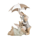 Clayre & Eef | Decoratie Beeld Konijnen met paraplu Beige Bruin 19x16x23 cm | 6PR5248 Clayre & Eef | Decoratie Beeld Konijnen met paraplu Beige Bruin 19x16x23 cm | 6PR5248