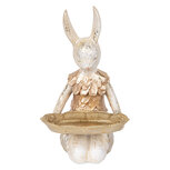Clayre & Eef | Decoratie konijn met schaal Beige Goudkleurig 14x14x26 cm | 6PR5500 Clayre & Eef | Decoratie konijn met schaal Beige Goudkleurig 14x14x26 cm | 6PR5500