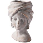 Dekoratief | Bloempot vrouwenhoofd, grijs, cement, 15x14x22cm | A250008