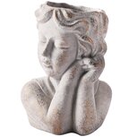 Dekoratief | Bloempot vrouw, grijs, cement, 16x13x22cm | A250009