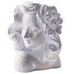 Dekoratief | Bloempot vrouwenhoofd m/bloem, grijs, cement, 16x13x20cm | A250011