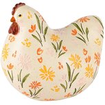 Dekoratief | Kip broedend 'Plant Lover', wit/groen, resina, 20x14x18cm | A250052