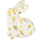 Dekoratief | Bunny m/bloemen, geel/wit, resina, 11x7x13cm | A250067
