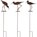Dekoratief | Tuinprikker reiger, roest, metaal, 22x109, set van 3 stuks | A250108