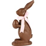 Dekoratief | Bunny staand m/ei m/strikje, bruin/roze, resina, 15x8x29cm | A250124