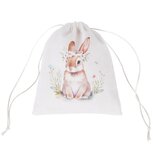 Dekoratief | Zakje m/bunny, wit, stof, 16x19cm | A250287