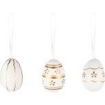 Dekoratief | Box 6 hangers eitjes, wit/goud, pvc, 11x11x4cm | A250293