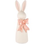 Dekoratief | Bunny m/strik, wit/roze, resina, 10x10x31cm | A250337