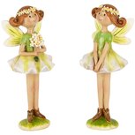 Dekoratief | Elfje staand, groen/geel, resina, 7x6x17cm, set van 2 stuks | A250411