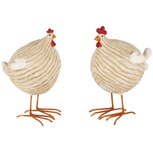 Dekoratief | Kippetje staand, naturel, resina, 10x7x14cm, set van 2 stuks | A250419