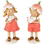 Dekoratief | Kindje staand m/bloemenhoed, resina, 8x6x18cm, set van 2 stuks | A250435