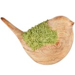 Dekoratief | Vogel m/bloemenreli?f, naturel/groen, resina, 21x10x12cm | A250445