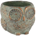 Dekoratief | Bloempot uil, goen/goud, cement, 21x21x16cm | A250458