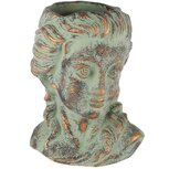 Dekoratief | Bloempot meisjeshoofd, grijs/goud, cement, 18x13x22cm | A250459