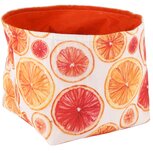 Dekoratief | Zakje m/sinaasappels, oranje/wit, stof, 17x17x16cm | A250477