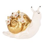 Dekoratief | Slak m/bloemen, wit/goud, resina, 12x7x9cm | A250591