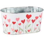 Dekoratief | Bloempot ovaal 'Heart Flowers', metaal, 22x13x11cm | A250602