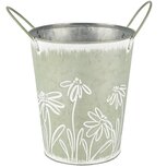 Dekoratief | Bloempot m/oortjes 'Daisies Blooming', metaal, 15x15x18cm | A250622