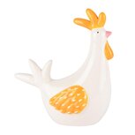 Dekoratief | Kippetje zittend, wit/oranje, keramiek, 13x7x16cm | A250912