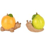 Dekoratief | Slak/schildpad peer/appelsien, keramiek, 12x8x12cm, set van 2 stuks | A250969