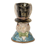 Clayre & Eef   | Decoratie Beeld Konijn Wit Groen 19x15x29 cm | 6PR5135