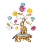 Clayre & Eef   | Kandelaar Konijn Goudkleurig Roze 30x16x37 cm | 6PR5086