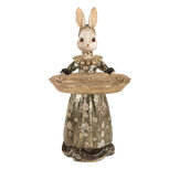 Clayre & Eef | Decoratie konijn met schaal Beige Groen Goudkleurig 16x15x29 cm | 6PR5137 Clayre & Eef | Decoratie konijn met schaal Beige Groen Goudkleurig 16x15x29 cm | 6PR5137