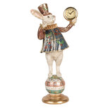 Clayre & Eef   | Decoratie Beeld Konijn Wit Groen 17x11x35 cm | 6PR5139