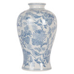 Clayre & Eef   | Vaas Wit Blauw ø 17x32 cm | 6CE2101