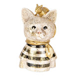 Clayre & Eef   | Decoratie Beeld Kat Wit Zwart 11x9x18 cm | 6PR5075