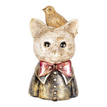 Clayre & Eef   | Decoratie Beeld Kat Wit Zwart 11x9x18 cm | 6PR5079