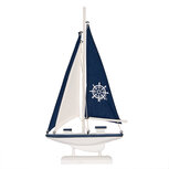 Clayre & Eef   | Decoratie Miniatuur Zeilboot Wit Blauw 20x4x37 cm | 66076