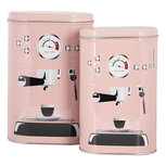 Clayre & Eef   | Opbergdoos set van 2 Roze Zwart 20x13x9 / 18x11x7 cm | 6BL0142