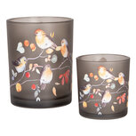 Clayre & Eef   | Waxinelichthouder (2) Grijs Oranje ø 7x8 / 10x13 cm | 6GL4954