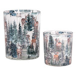 Clayre & Eef | Waxinelichthouder (2) Transparant Groen ø 7x8 / 10x13 cm | 6GL4960 Clayre & Eef | Waxinelichthouder (2) Transparant Groen ø 7x8 / 10x13 cm | 6GL4960