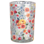 Clayre & Eef   | Waxinelichthouder Grijs Oranje ø 12x18 cm | 6GL4969